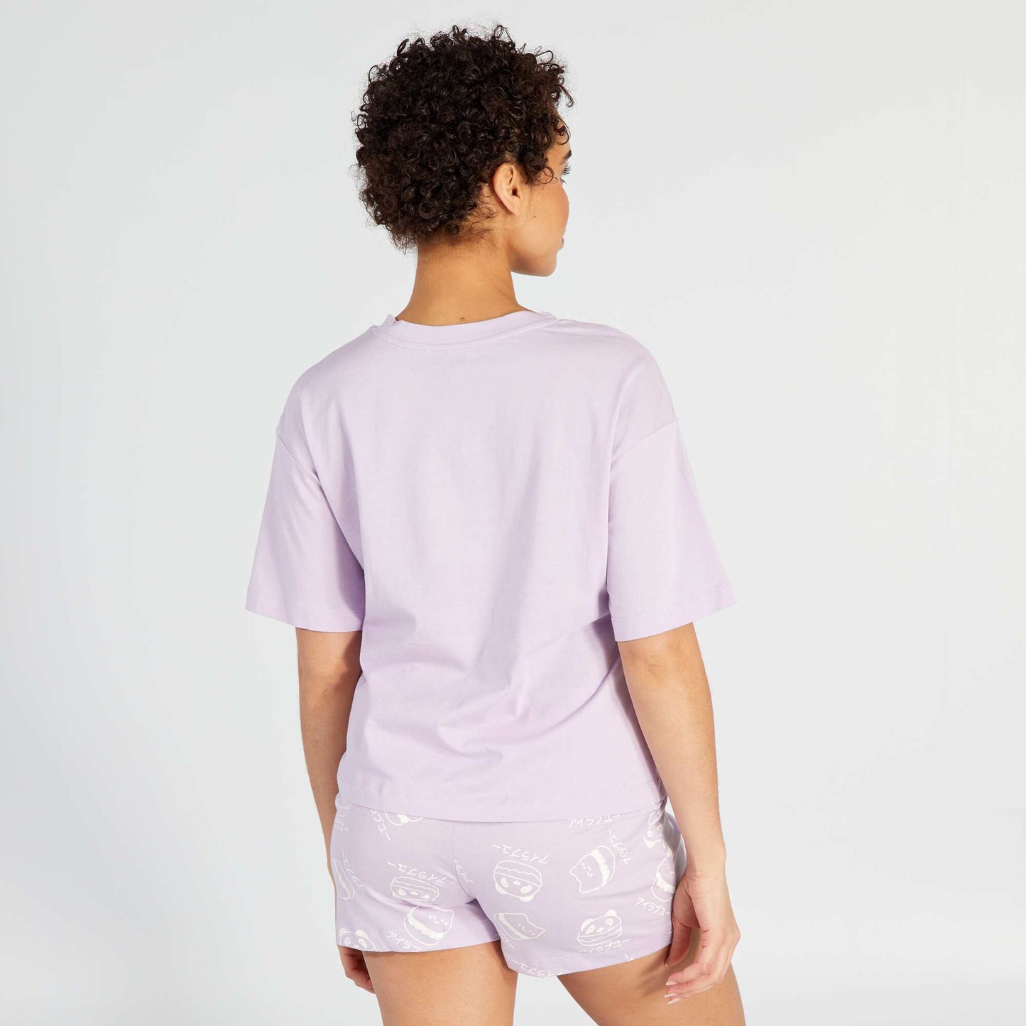 Ensemble pyjama court imprimé t-shirt + short - 2 pièces Violet