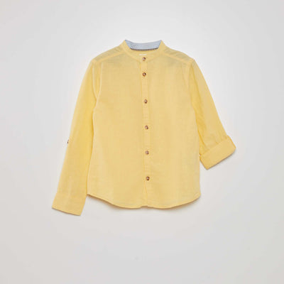 Chemise rayée en lin Jaune