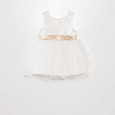 Robe satinée avec jupon en tulle Blanc