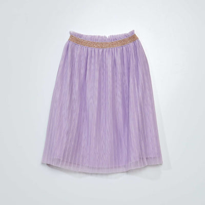 Jupe en maille plissée avec ceinture pailletée Violet