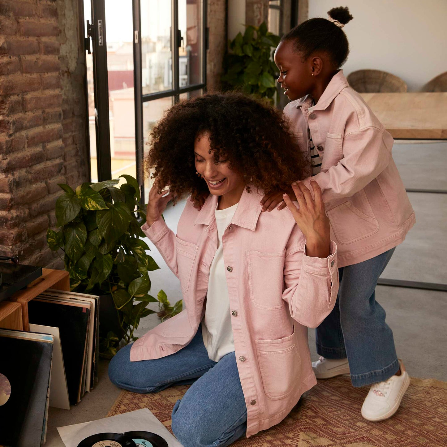 Veste en jean avec poches Rose