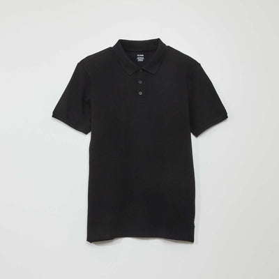 Polo en piqué de coton noir
