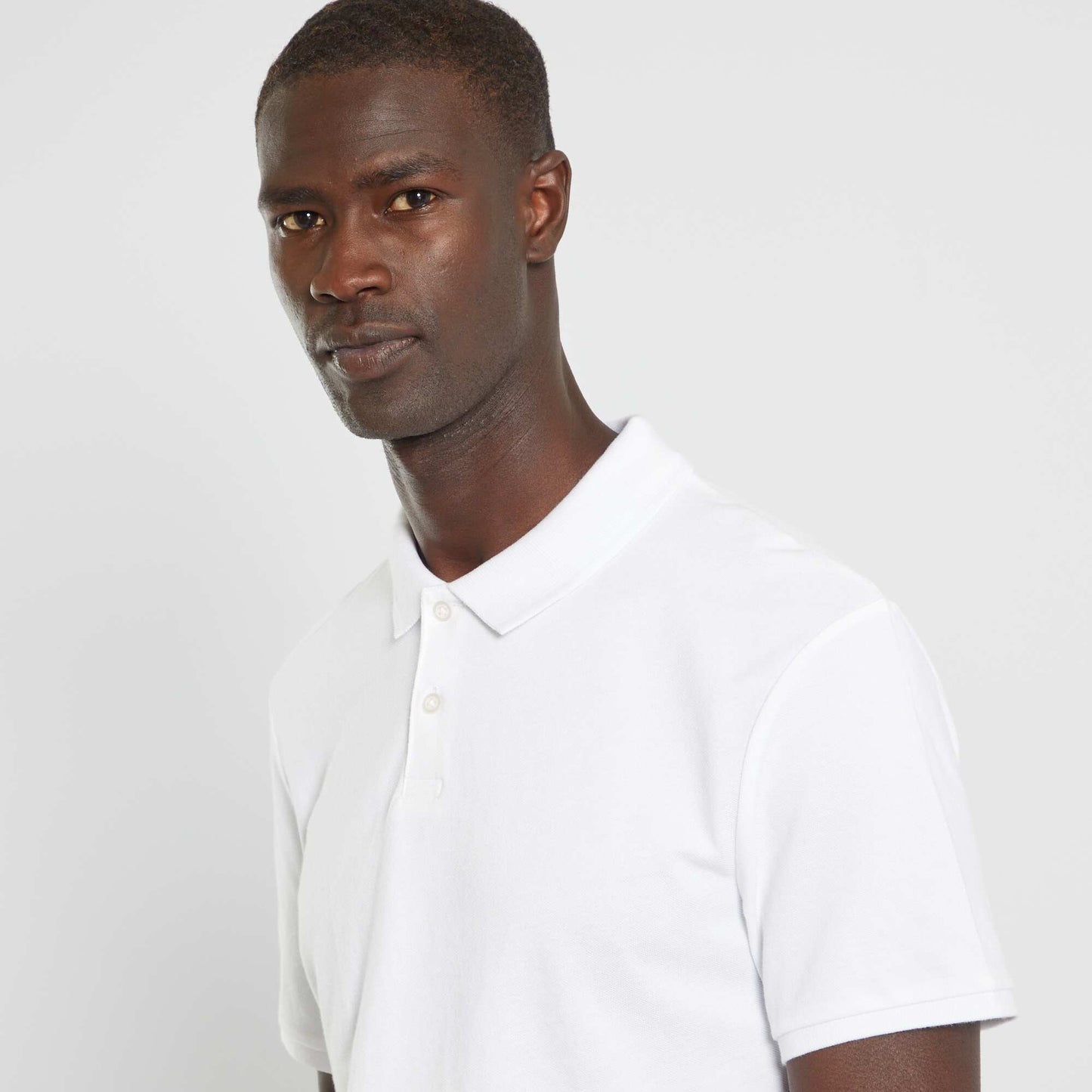 Polo en piqué de coton blanc