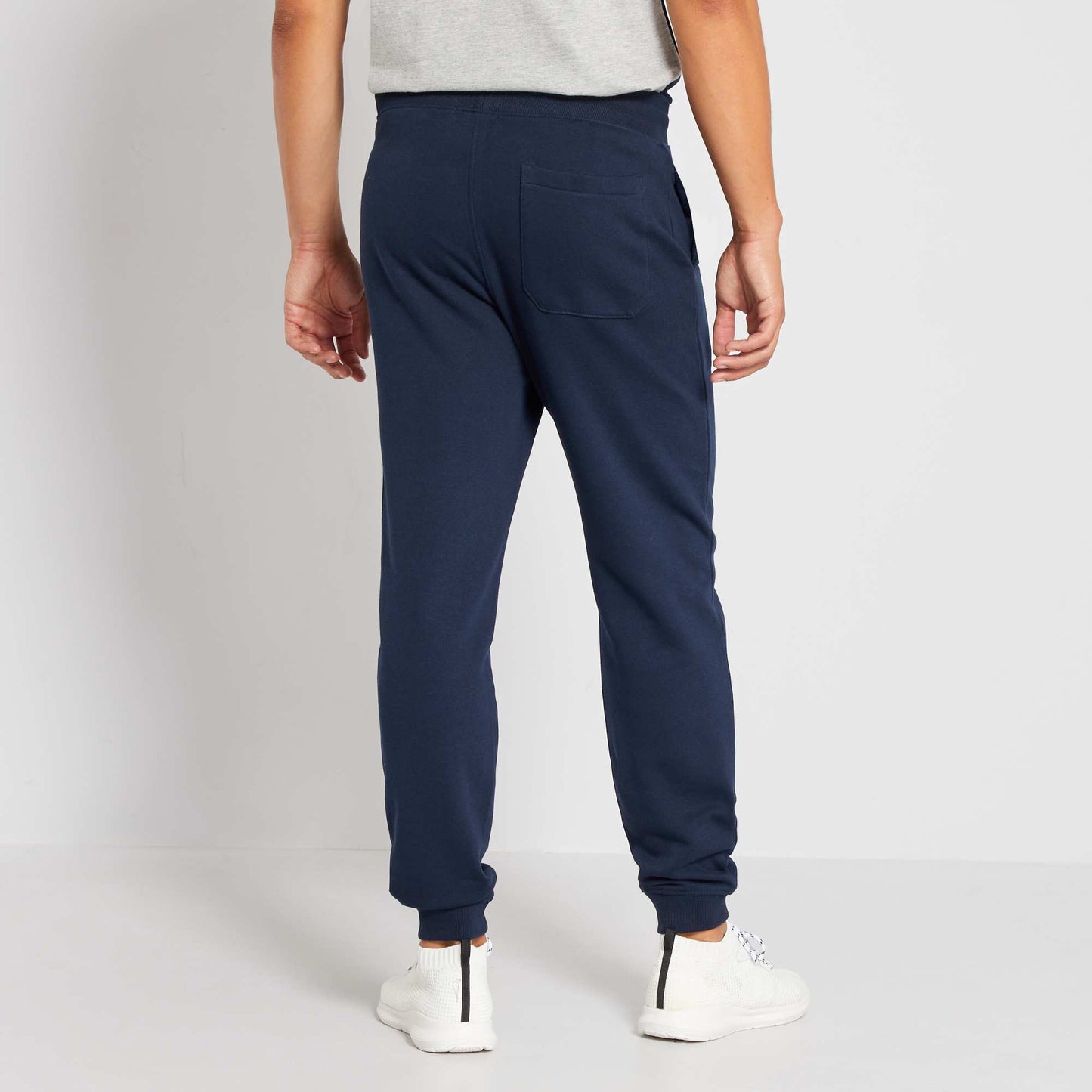 Pantalon uni en molleton bleu marine