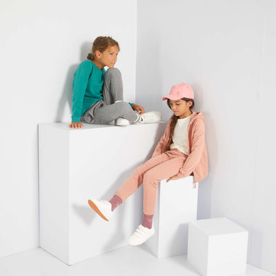 Jogging molletonnée à taille élastiquée Vieux rose