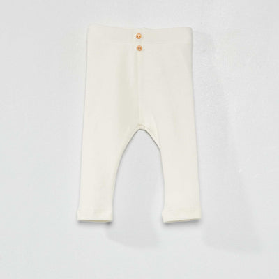 Legging uni en maille côtelée blanc
