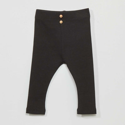 Legging uni en maille côtelée noir