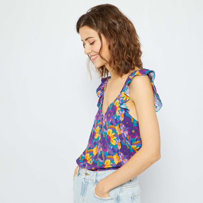 Top avec bretelles volantées Violet