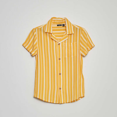 Chemise manches courtes rayée Jaune