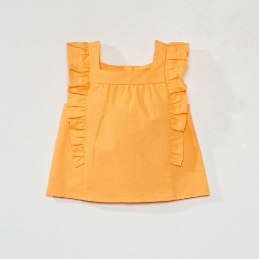 Blouse sans manches en coton orange abricot