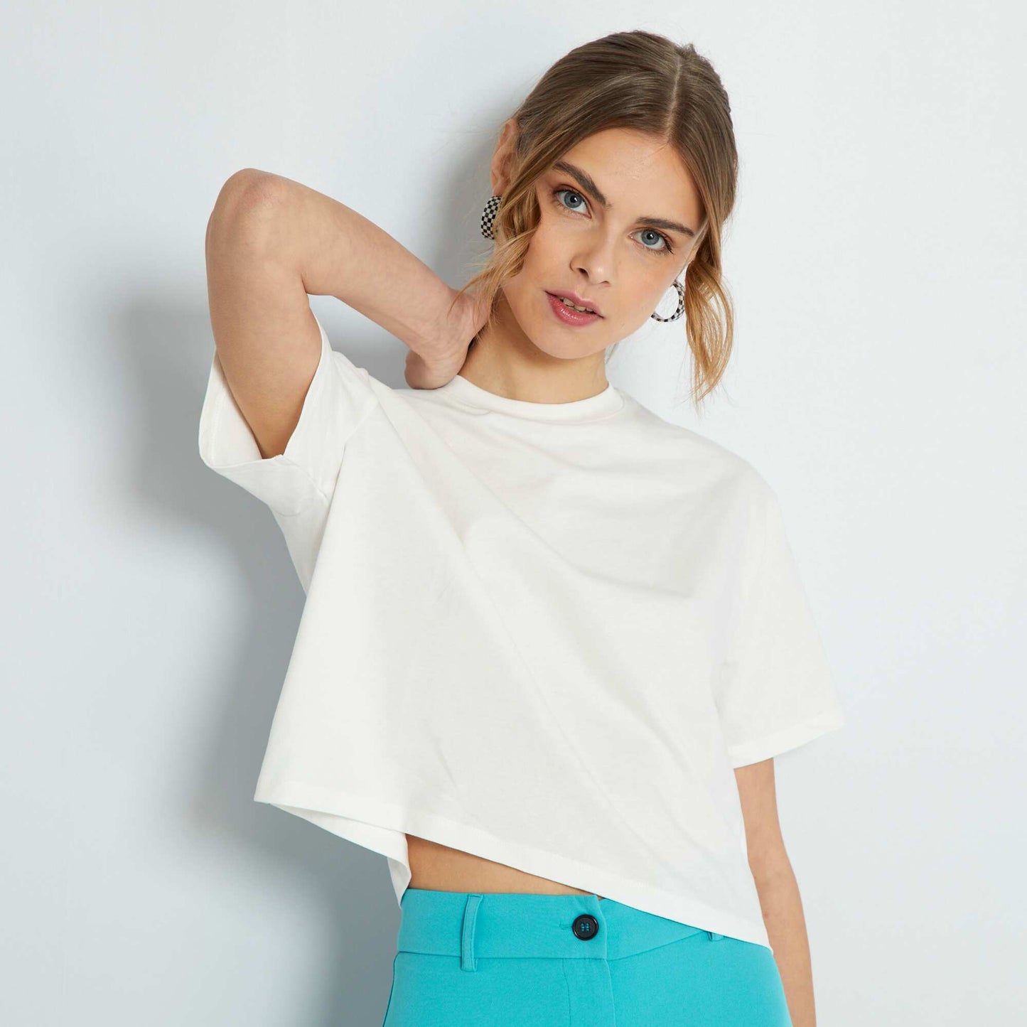 Crop-top en jersey uni Blanc