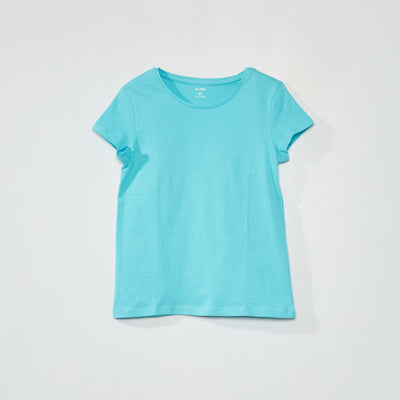 T-shirt en jersey uni bleu turquoise