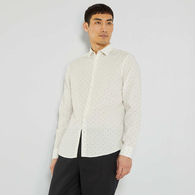 Chemise à motifs en popeline Blanc
