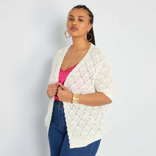 Gilet en maille crochet Blanc