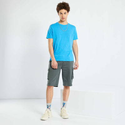 T-shirt en jersey uni bleu azur