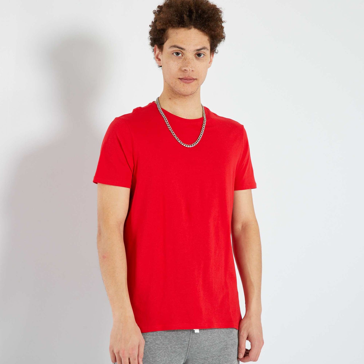 T-shirt en jersey uni rouge