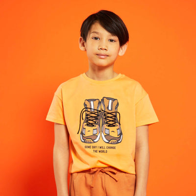 T-shirt en coton avec imprimé Orange