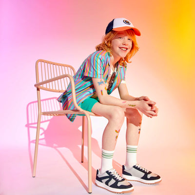 Chemise manches courtes rayée multicolore Multirayures