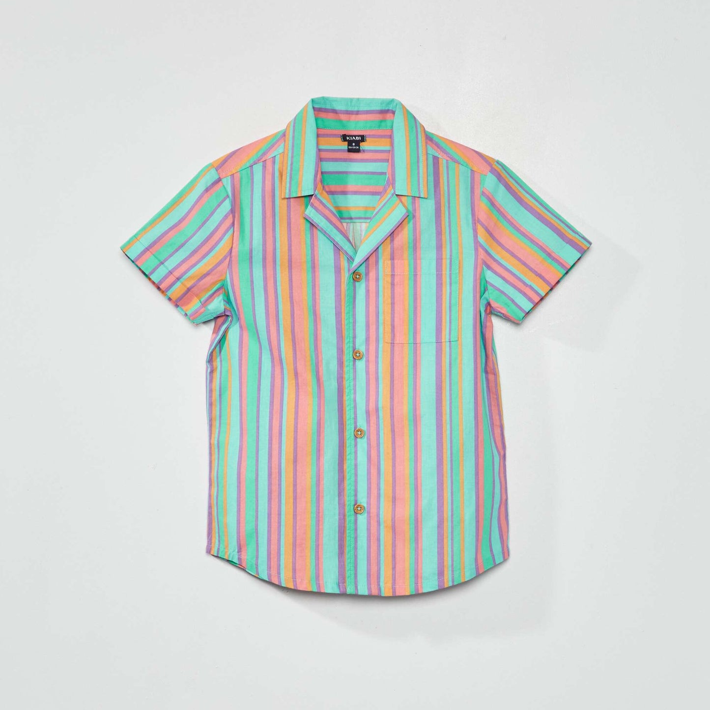 Chemise manches courtes rayée multicolore Multirayures