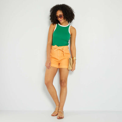 Short en jean paperbag Orange