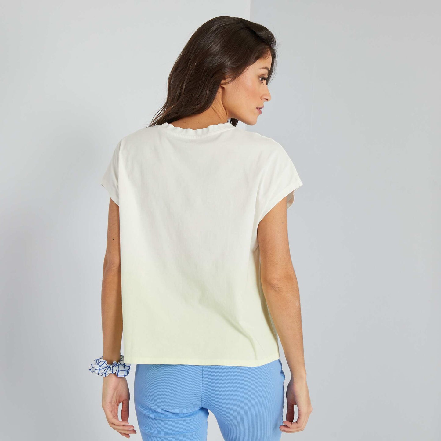 T-shirt col rond 'tie and dye' Jaune